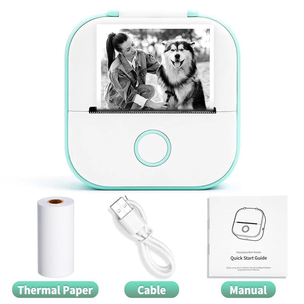 Compact T02 Mini Thermal Printer - Portable Pocket Label Maker for DIY Stickers & Custom Labels