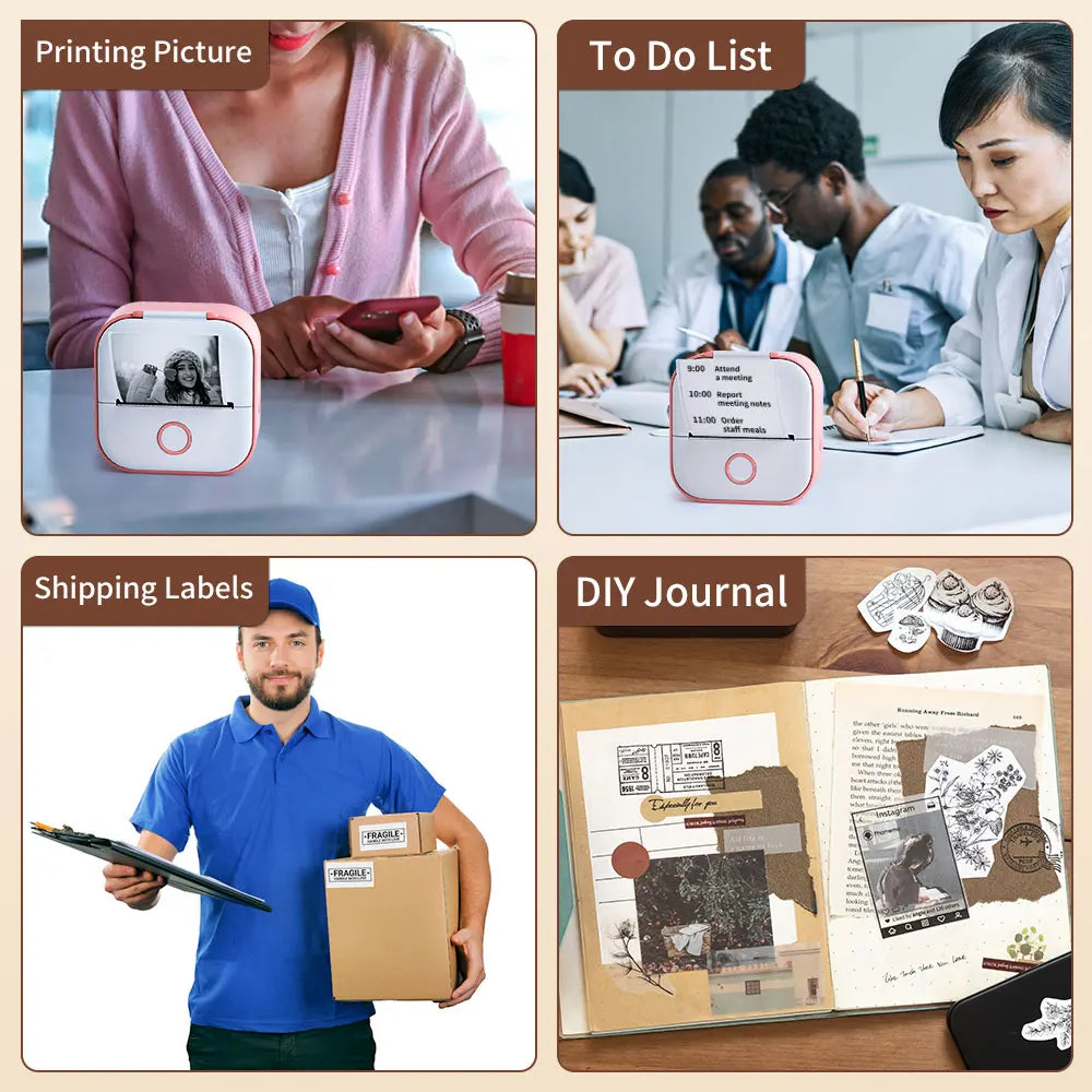 Compact T02 Mini Thermal Printer - Portable Pocket Label Maker for DIY Stickers & Custom Labels
