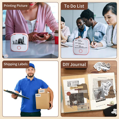 Compact T02 Mini Thermal Printer - Portable Pocket Label Maker for DIY Stickers & Custom Labels