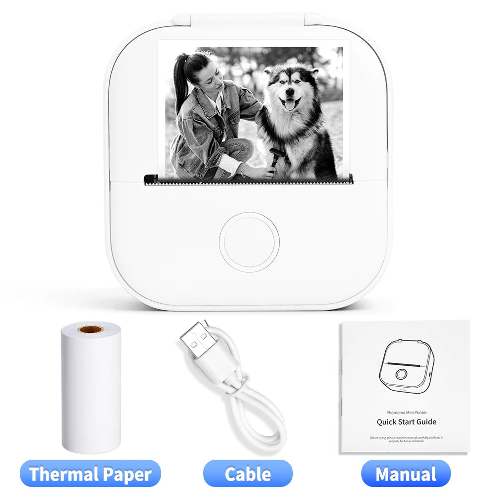 Compact T02 Mini Thermal Printer - Portable Pocket Label Maker for DIY Stickers & Custom Labels