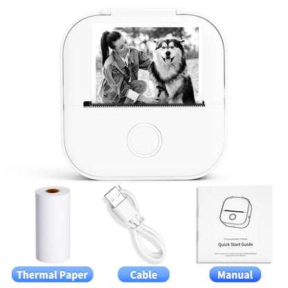Compact T02 Mini Thermal Printer - Portable Pocket Label Maker for DIY Stickers & Custom Labels