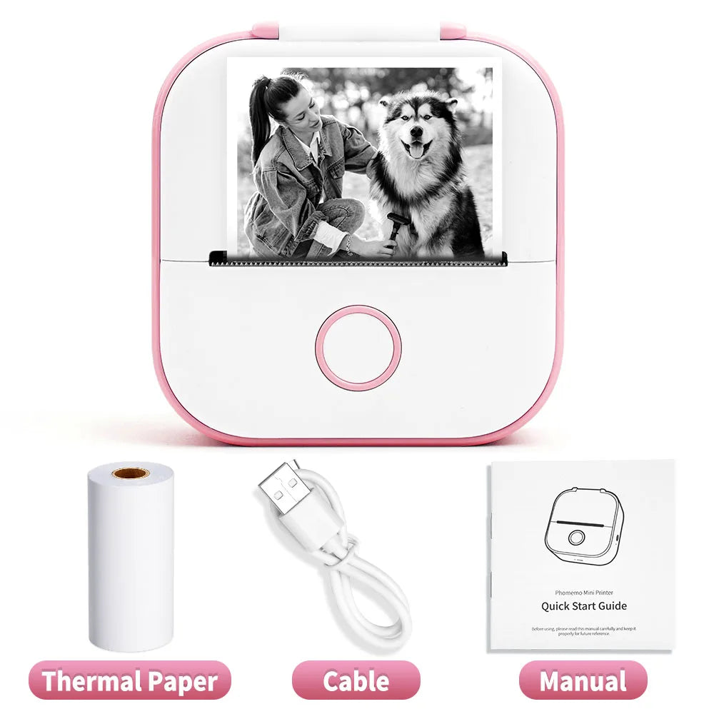 Compact T02 Mini Thermal Printer - Portable Pocket Label Maker for DIY Stickers & Custom Labels