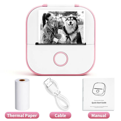 Compact T02 Mini Thermal Printer - Portable Pocket Label Maker for DIY Stickers & Custom Labels
